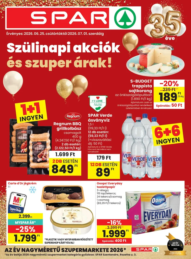 SPAR SPAR szórólap – 06.25. - 07.01. – címlap