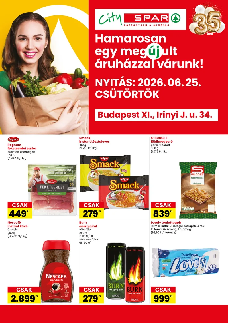 SPAR City SPAR Bp. Irinyi J. u. üzlet megújulás – 06.25. - 07.01. – címlap
