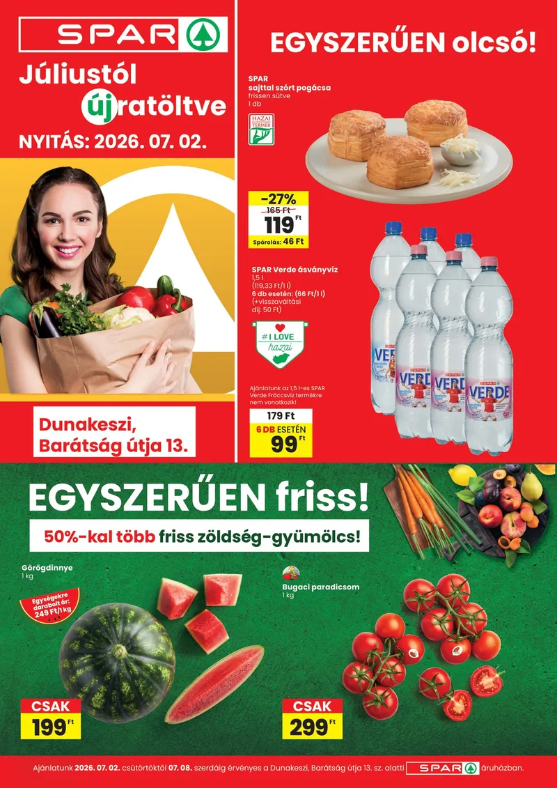 SPAR SPAR Dunakeszi üzlet újranyitás – 07.02 - 07.08. – címlap