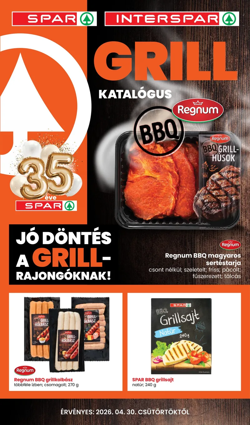 SPAR SPAR Grill katalógus – 04.30-tól – címlap