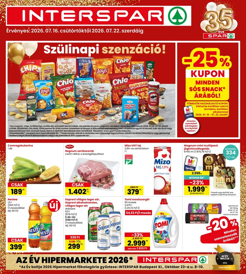 SPAR INTERSPAR szórólap – 07.16 - 07.22. – címlap