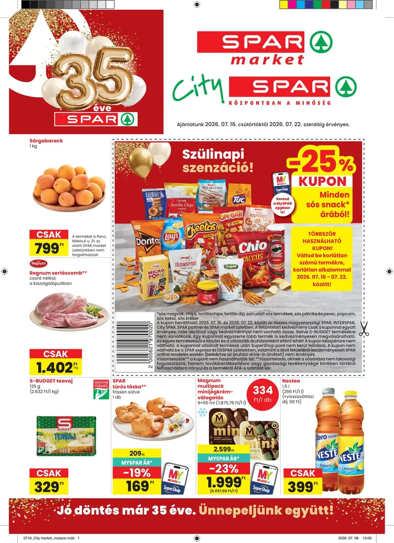 SPAR SPAR market és City SPAR – 07.16 - 07.22. – címlap