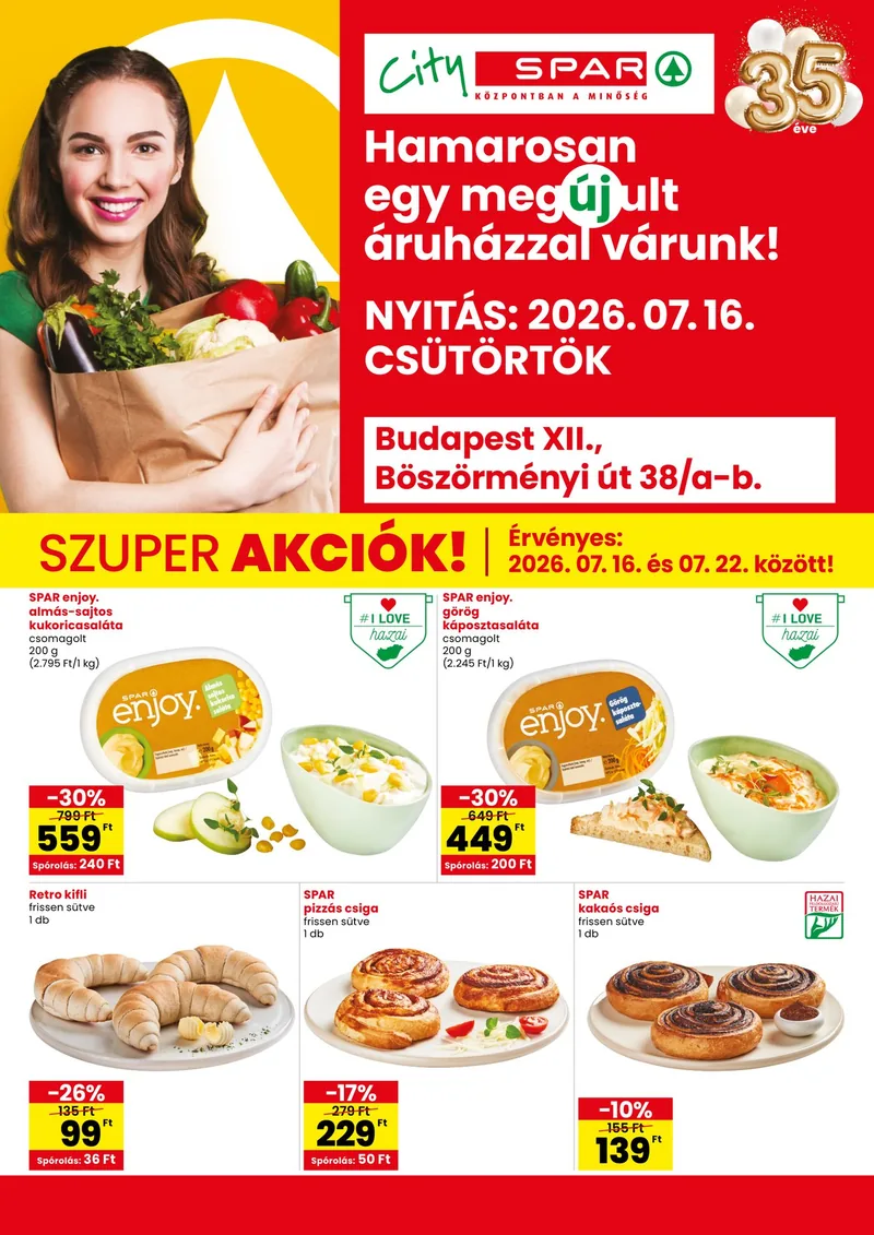 SPAR City SPAR Bp. XII. Böszörményi út szórólap – 07.16 - 07.22. – címlap
