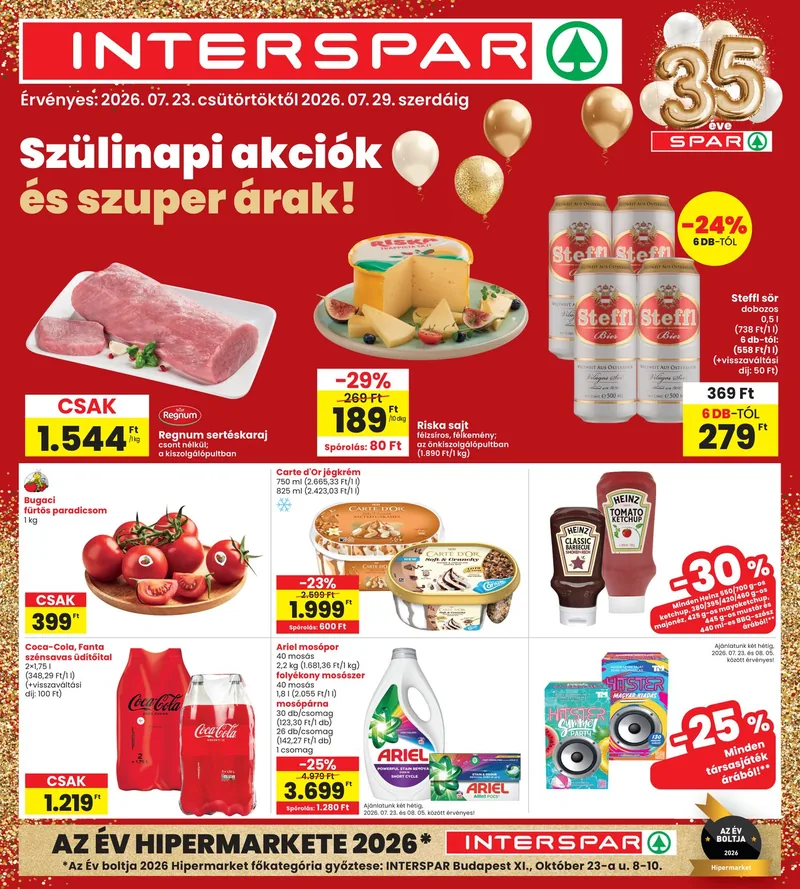 SPAR INTERSPAR szórólap – 07.23 - 07.29. – címlap