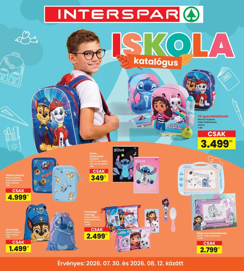 SPAR INTERSPAR Iskola katalógus – 07.30. - 08.12. – címlap