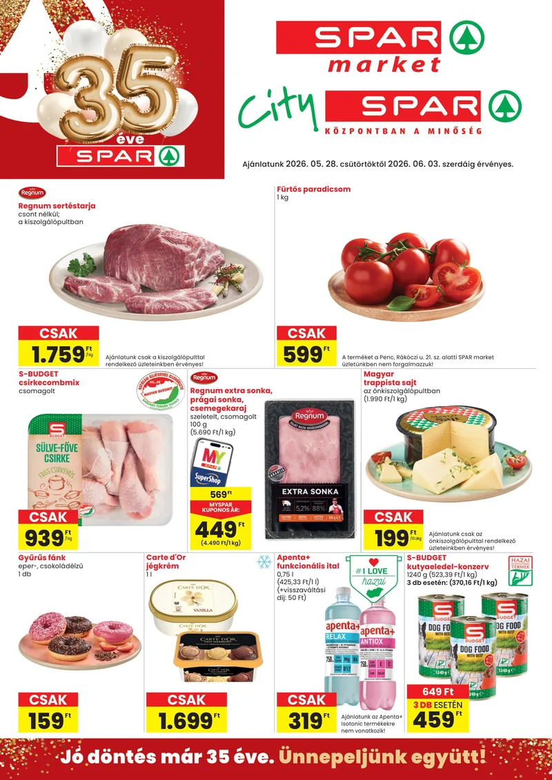 SPAR SPAR market és City SPAR – 05.28. - 06.03. – címlap