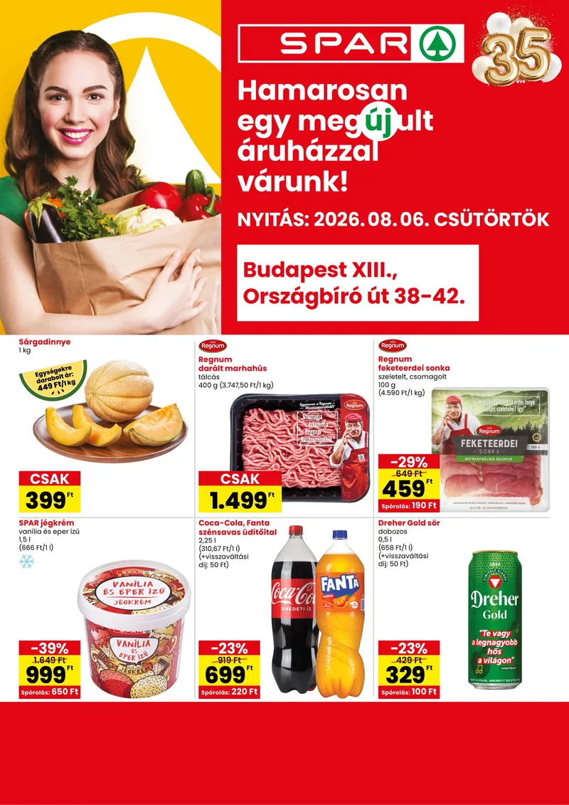 SPAR SPAR Bp. XIII. Országbíró út üzlet újranyitás – 08.06 - 08.12. – címlap