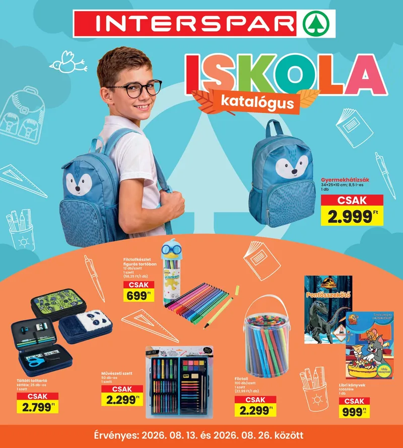 SPAR INTERSPAR Iskola katalógus – 08.13 - 08.26. – címlap
