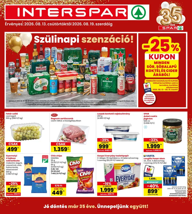 SPAR INTERSPAR szórólap – 08.13 - 08.26. – címlap
