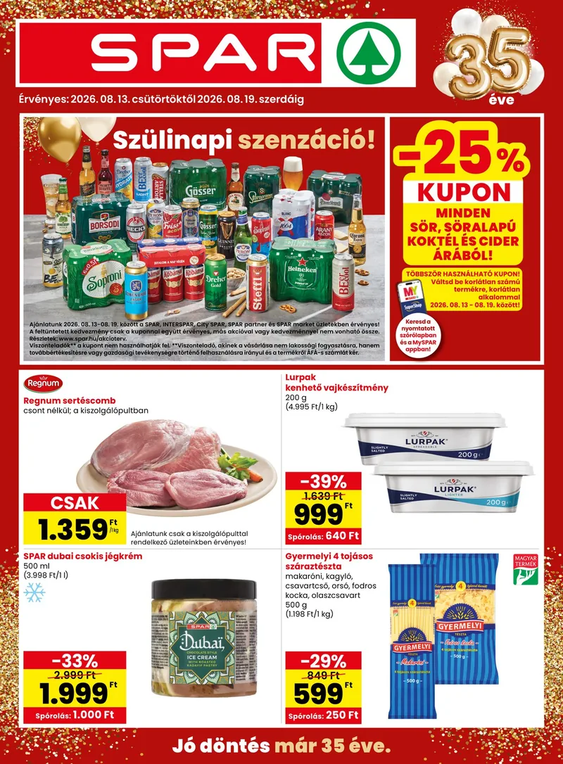 SPAR SPAR szórólap – 08.13 - 08.26. – címlap