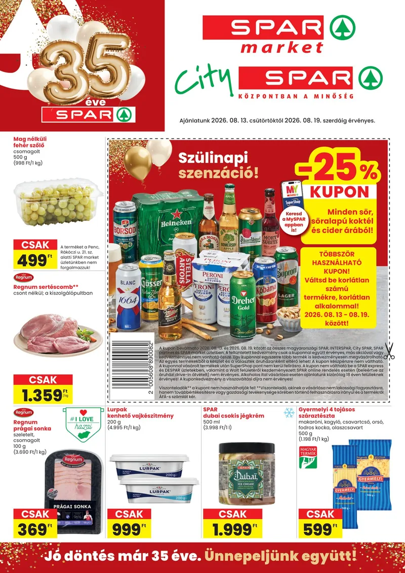 SPAR SPAR market és City SPAR – 08.13 - 08.19. – címlap