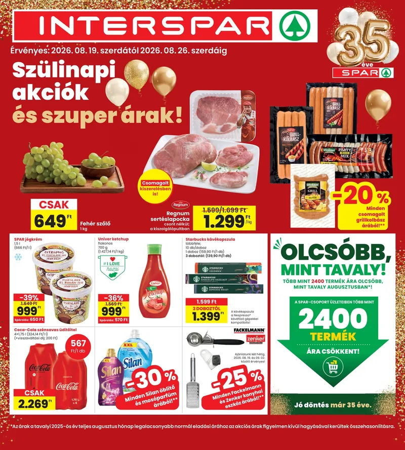 SPAR INTERSPAR szórólap – 08.19 - 08.26. – címlap