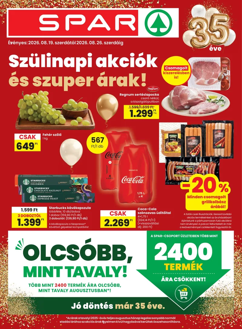 SPAR SPAR szórólap – 08.19 - 08.26. – címlap
