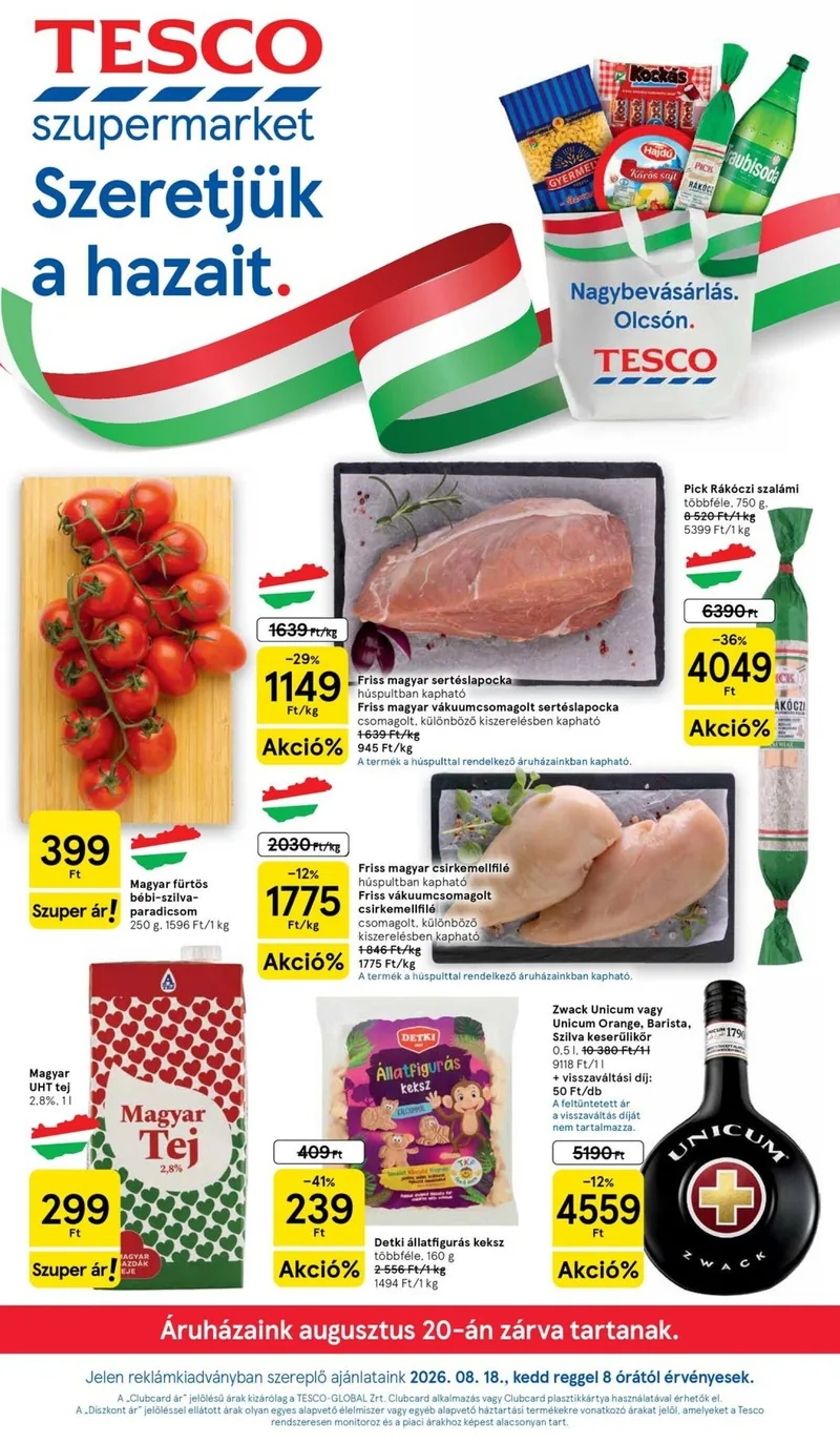 Tesco Tesco szupermarket akciós újság – 34. hét – címlap