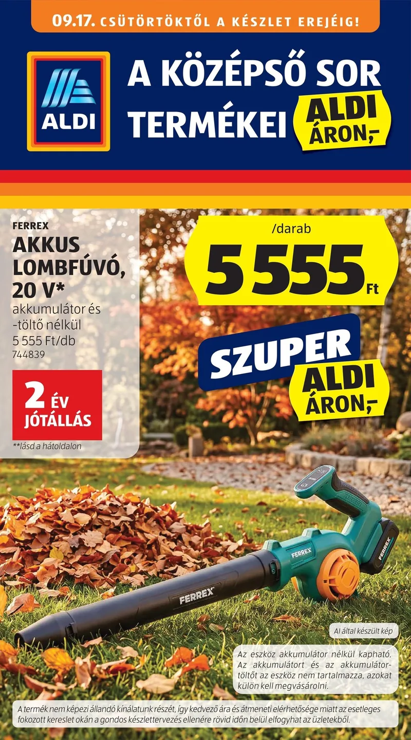 ALDI Középső sor termékei – 38. hét – címlap