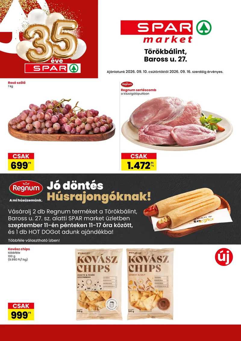 SPAR SPAR market Törökbálint szórólap – 09.10 - 09.16. – címlap