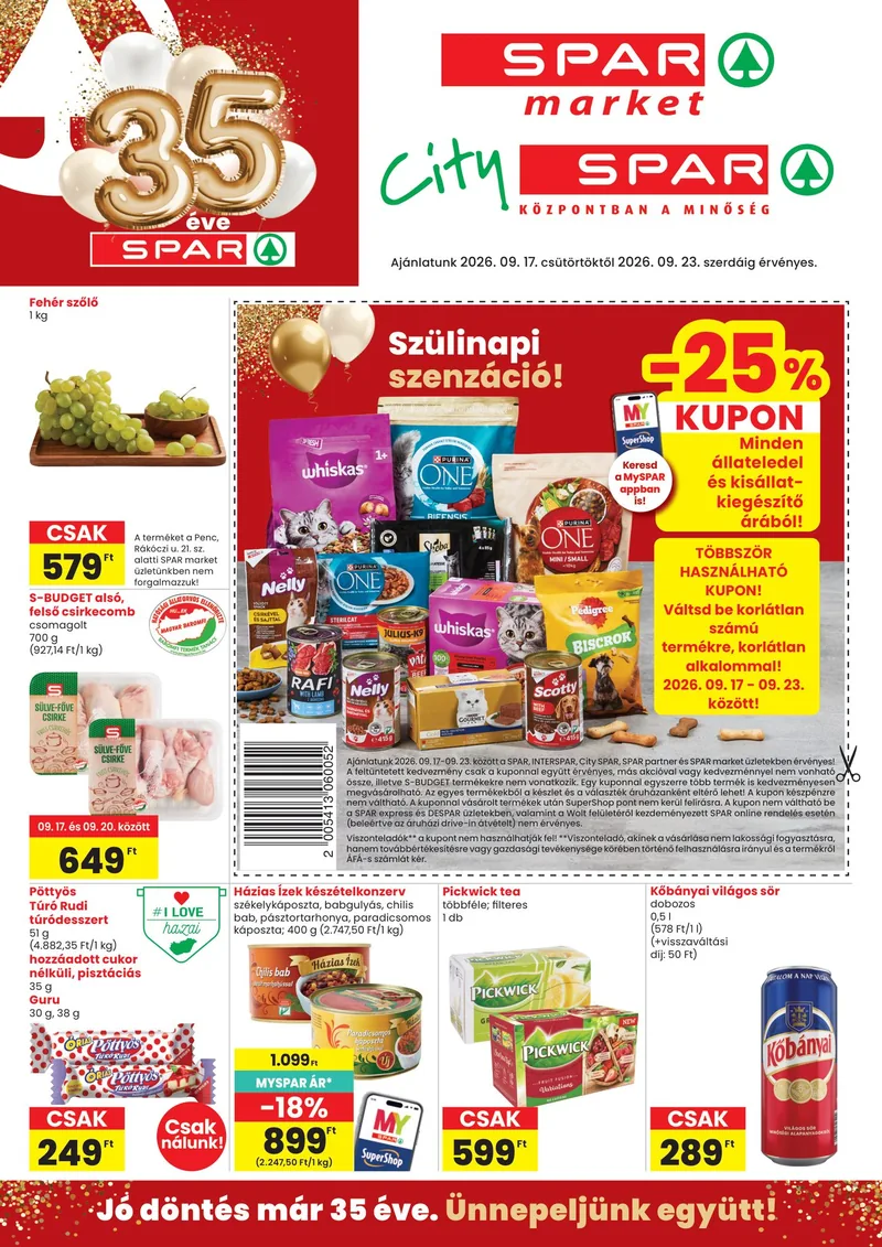 SPAR SPAR market és City SPAR – 09.17 - 09.23. – címlap