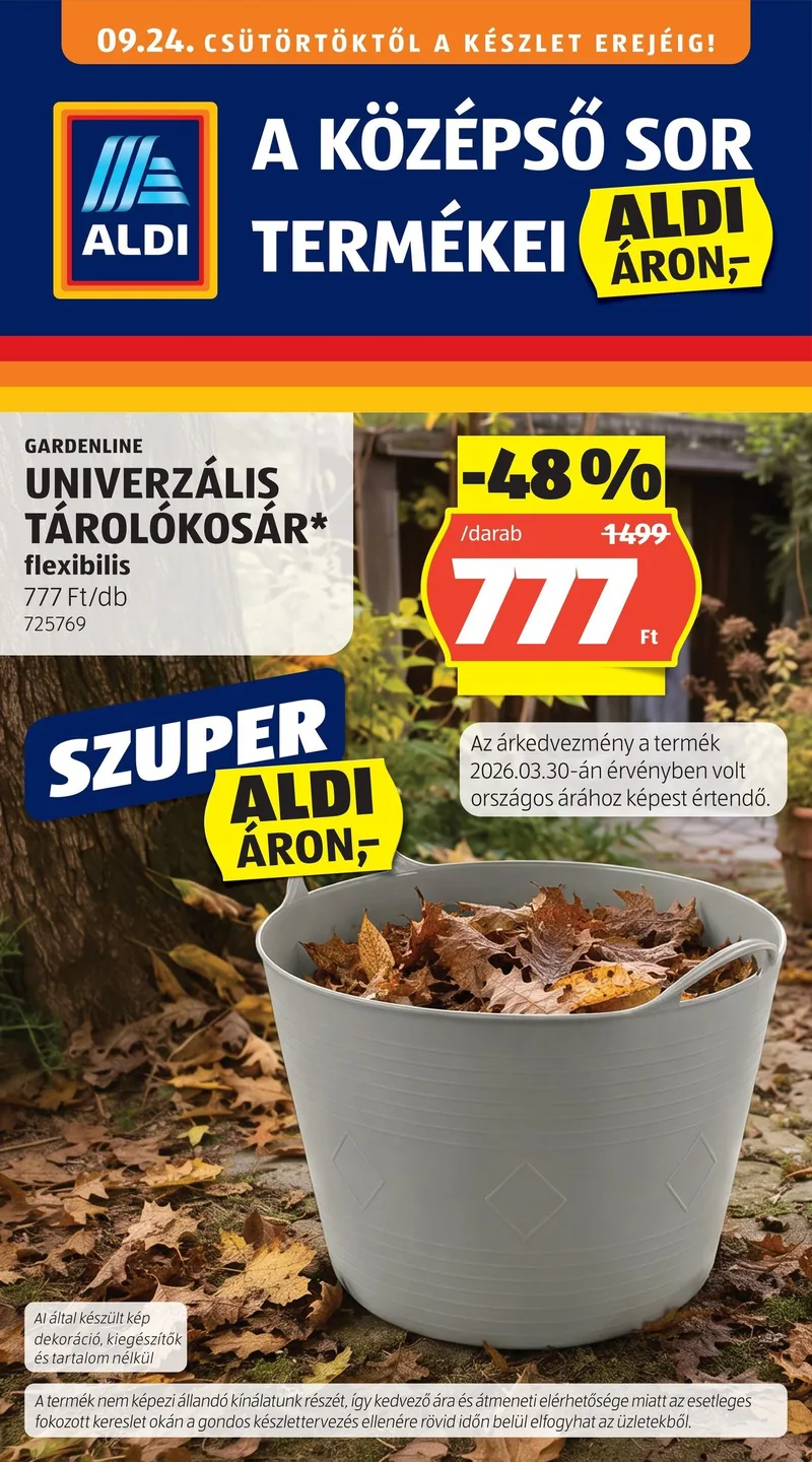 ALDI Középső sor termékei – 39. hét – címlap