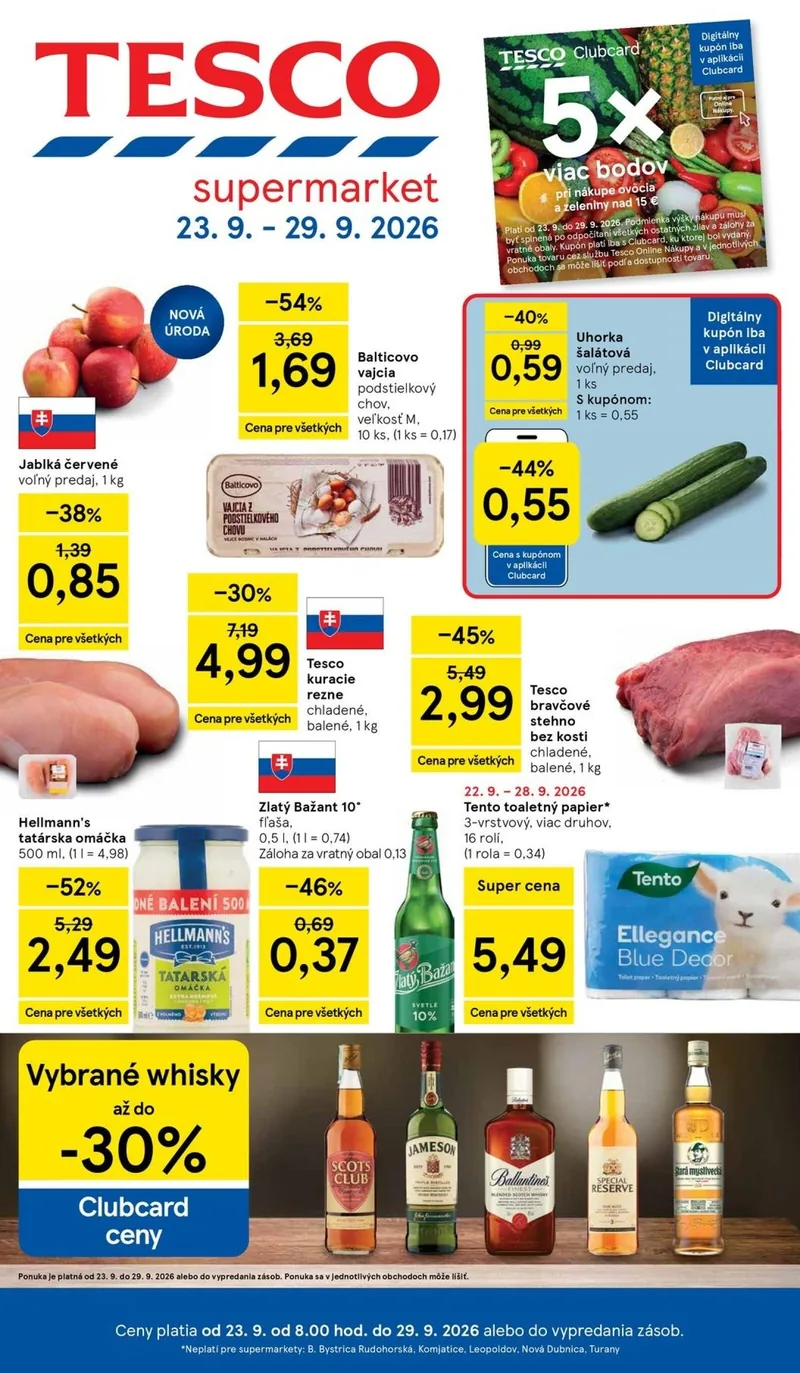 Tesco szupermarket akciós újság – 39. hét – címlap