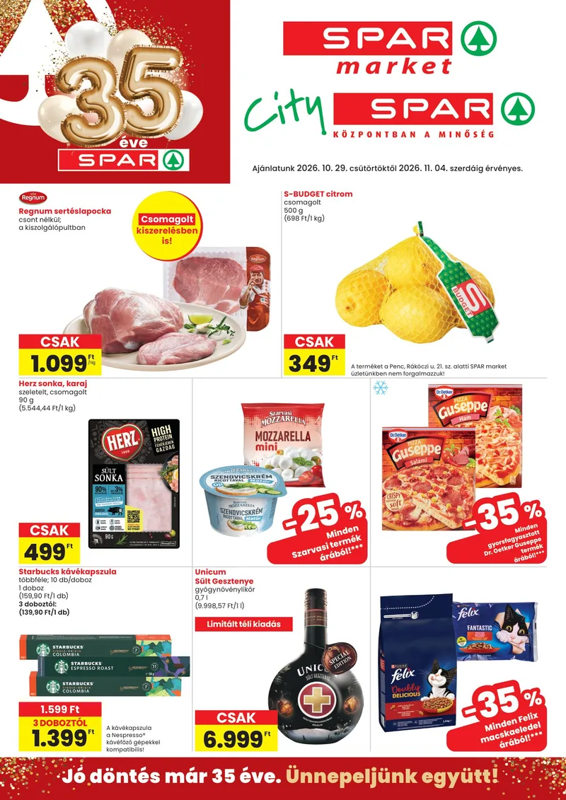 SPAR market és City SPAR – 10.29. - 11.04. – 1. oldal
