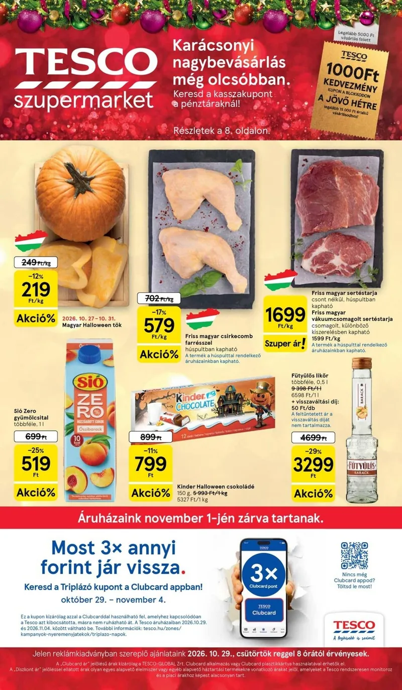 Tesco szupermarket akciós újság – 44. hét – 1. oldal