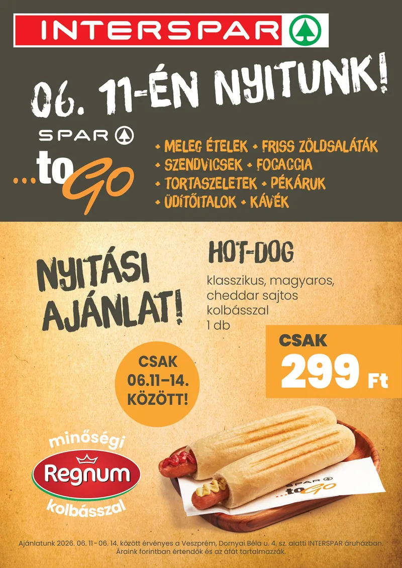 SPAR INTERSPAR Veszprém toGo nyitás – 06.11-től – 1. oldal