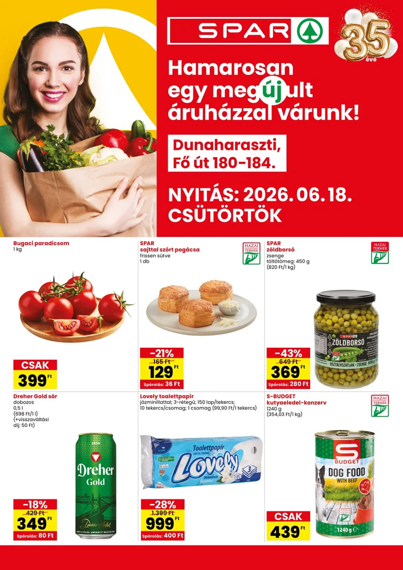 SPAR Dunaharaszti üzlet megújulás – 06.18 - 06.24. – 1. oldal